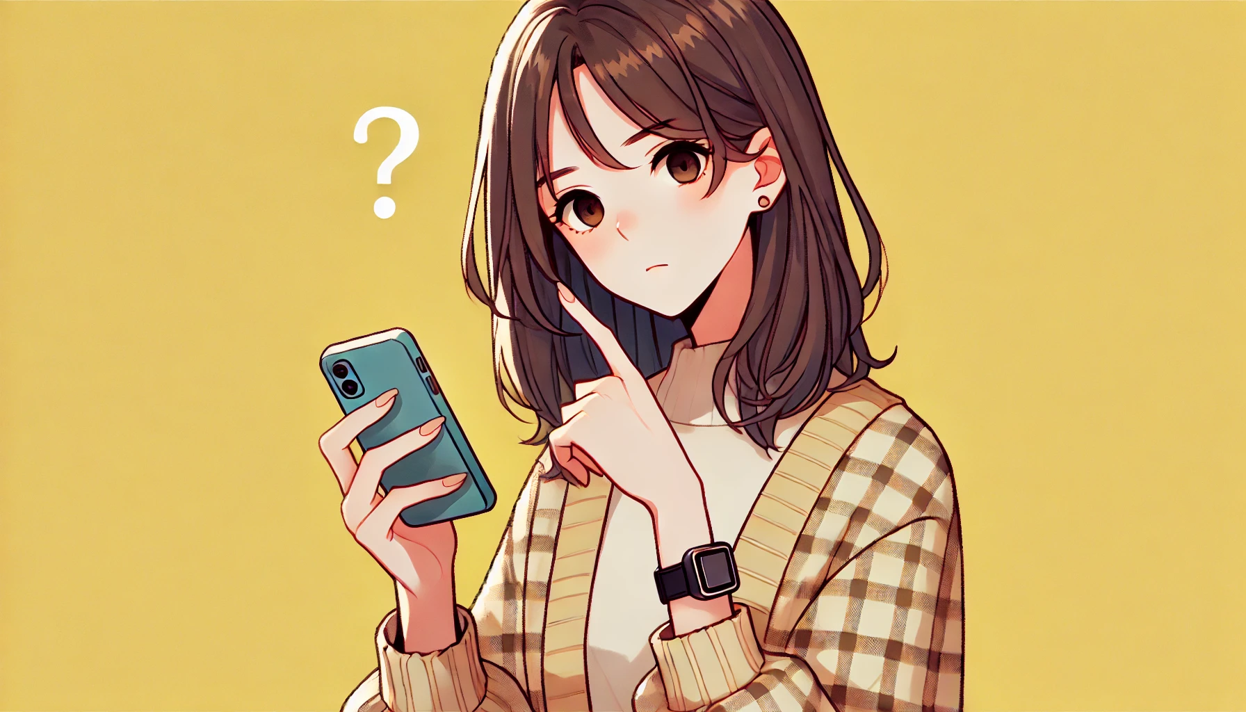 スマホで疑問を解決している女性