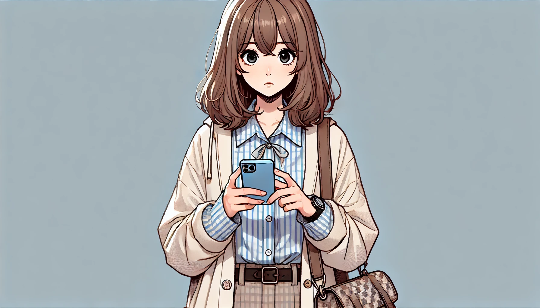 スマホを触る女子大生の画像